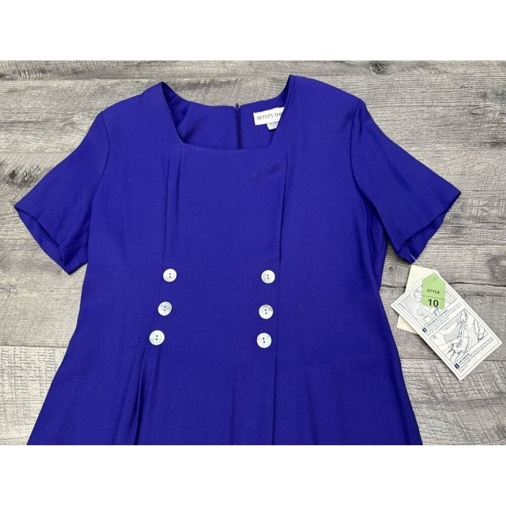 Vintage Betsys Things Dress‎ Womens 10 Purple Long Pleated Modest 90s Retro NEW - Picture 3 of 15